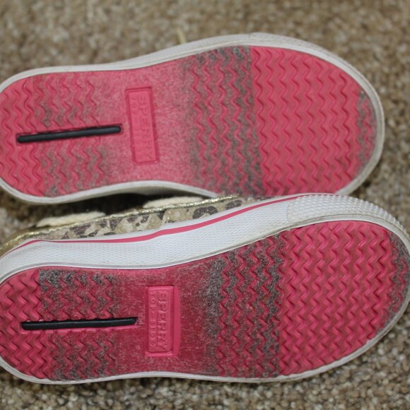 Sperry Baby Shoes Gold Leopard Cheetah Sequin Boat Infant Girls Size 5 M - Picture 6 of 6